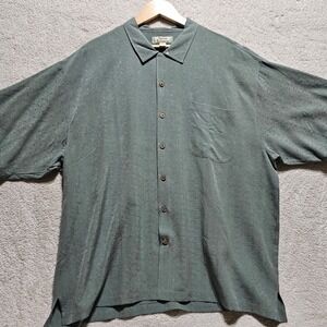 Tommy Bahama XXL Silk Shirt Button Up Short Sleeve Menswear Tropical Olive Green